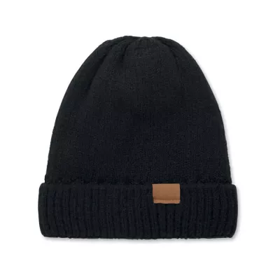 Czapka dzianinowa unisex z podszewką polarową PUNTOS - Czarny (MO3221-03)