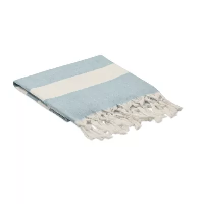 Ręcznik hammam z recyklingu 75x150 cm 140 g/m² AGOURA - Niebieski (MO6554-04)