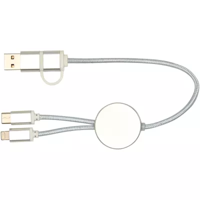 Alasia kabel do synchronizacji danych i szybkiego ładowania 5 w 1 27 W o długości 30 cm z tworzyw sztucznych i aluminium pochodzących z recyklingu - Srebrny (12442481)