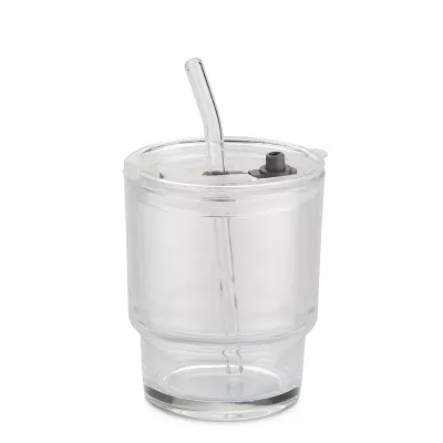 Kubek szklany z rurką NOA 350 ml - przezroczysty (16059-00)