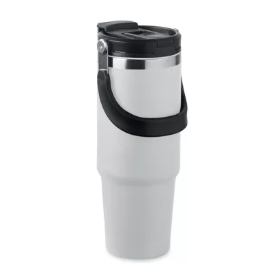 Kubek termiczny ze słomką ze stali 850 ml SUMA HAND - Bialy (MO2561-06)