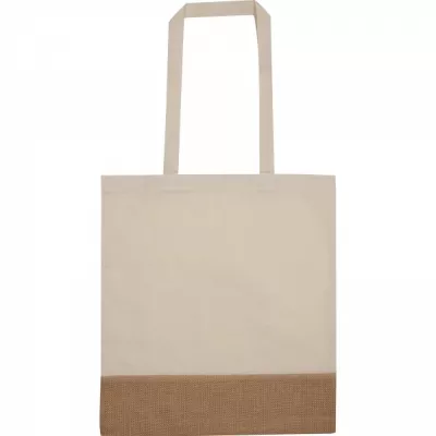 Torba bawełniana z jutowym dnem 140 g/m2 DOREEN - biały (6139906)