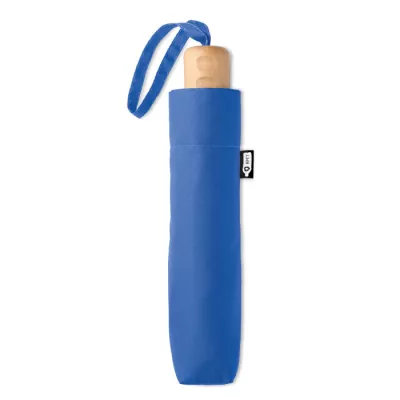Parasol składany 21" z RPET z drewnianą rączką TRALEE - Niebieski (MO9604-37)