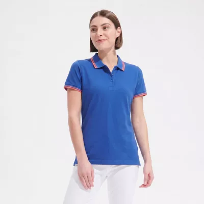 Polo damskie z piki 200 g/m² Sol's PASADENA WOMEN - Królewski Niebieski/biały (S00578-RW)
