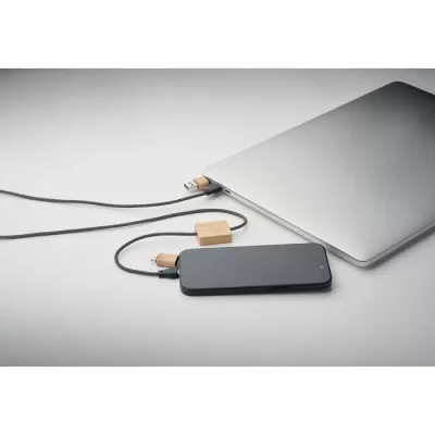 Kabel do ładowania 60W z bambusowymi detalami CABOO - Drewna (MO2520-40)