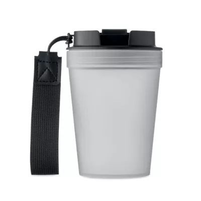 Kubek z PP z paskiem 300 ml ISFORDEN TUMBLER - Przezroczysty Bialy (MO2670-26)