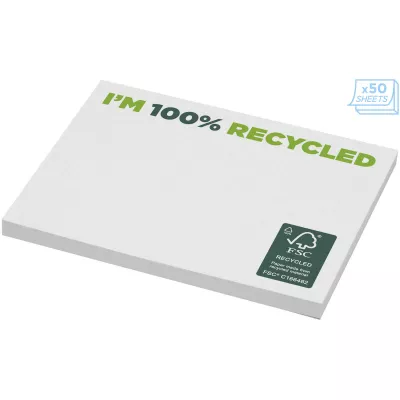Karteczki samoprzylepne z recyklingu o wymiarach 100 x 75 mm Sticky-Mate® - Biały (21287-WHITE)