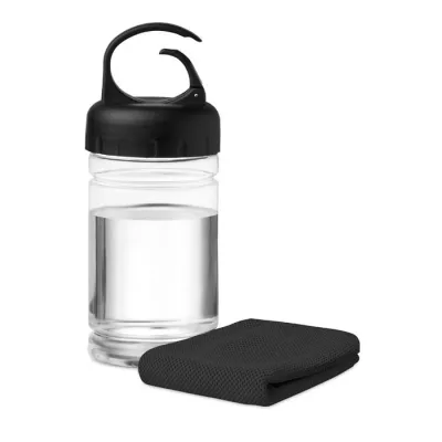 Ręcznik sportowy w butelce PET 30x80 cm FRIS - Czarny (MO9203-03)
