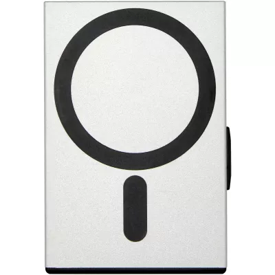 Magnetyczne etui na karty z ochroną RFID, wykonane z materiałów z certyfikatem RCS - Srebrny (12452881)