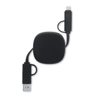 Kabel do ładowania zwijany 60W 80 cm LINEA - Czarny (MO2425-03)
