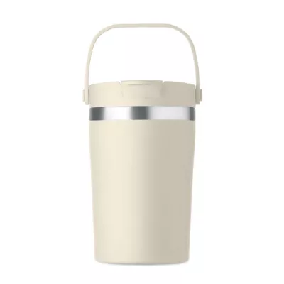 Kubek termiczny ze słomką i paskiem 350 ml COZYCUP - Bezowy (MO2922-13)