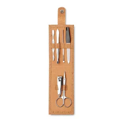Zestaw do manicure w korkowym etui NAILKIT CORK - Bezowy (MO9798-13)