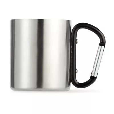 Kubek stalowy dwuścienny z karabinkiem 220 ml TRUMBO - Czarny (MO8313-03)