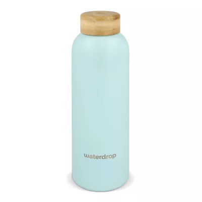 Butelka ze stali nierdzewnej Waterdrop z bambusową nakrętką 600 ml - pastelowoniebieski (LT47002-N0016)