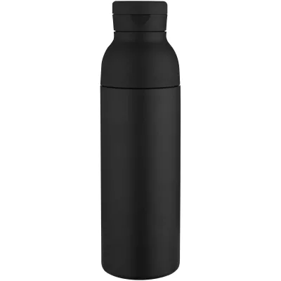 Illuminate butelka na wodę ze stali nierdzewnej z recyklingu o podwójnych ściankach i 3-częściowym zestawie zakrętek o pojemn - Czarny (10089090)