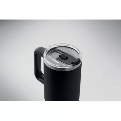 Kubek termiczny stalowy ze słomką 1200 ml SUMA - Czarny (MO2327-03)