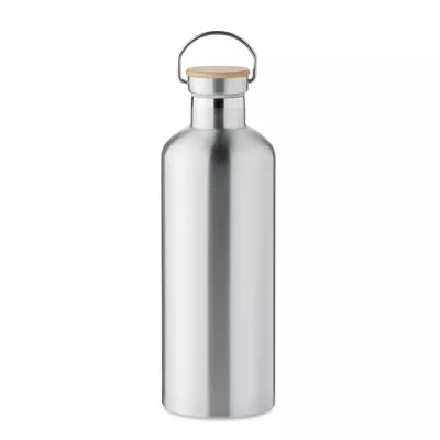 Termos dwuścienny z bambusem 1500 ml HELSINKI EXTRA - Srebrny Mat (MO6676-16)