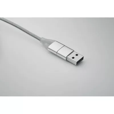 Kabel do ładowania 4 w 1 z brelokiem BLUE - Srebrny (MO2141-14)