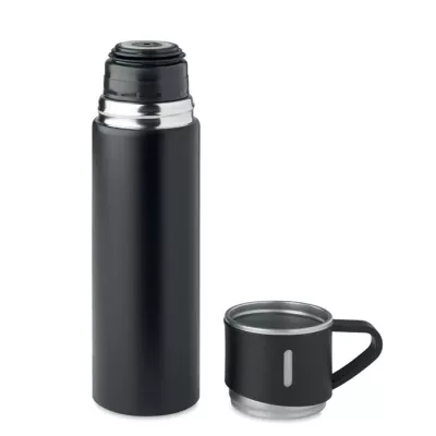 Termos dwuścienny 420 ml z kubkiem TONIA - Czarny (MO2117-03)