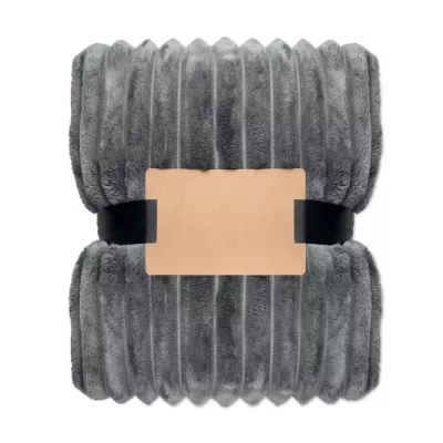 Koc polarowy RPET w paski 130x170 cm 450 g/m² NIEVE - Kamienny Szary (MO3184-15)