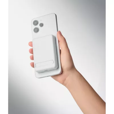Zestaw z powerbankiem magnetycznym 5000 mAh ATLAS - Bialy (MO3177-06)