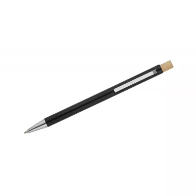 Długopis metalowy z bambusowym przyciskiem KIVO - czarny (19732-02)