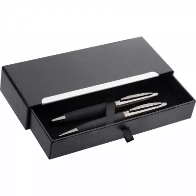 Zestaw piśmienny długopis i pióro wieczne Mark Twain VALENTIN - czarny (1339203)