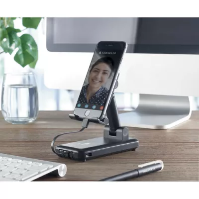 Powerbank 10 000 mAh z podstawką na telefon AVELI - Czarny (MO6863-03)