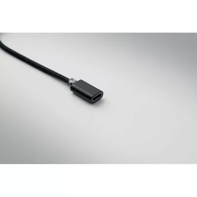 Brelok z kablem 3 w 1 i hubem USB aluminiowy HUBLUE - Czarny (MO3150-03)