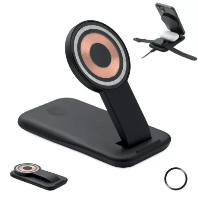 Stacja ładująca 3 w 1 magnetyczna 15W PENDOLESS - Czarny (MO2749-03)