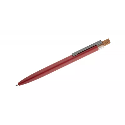 Długopis z recyklingowanego aluminium z korkowym przyciskiem KORIN - czerwony (19742-04)