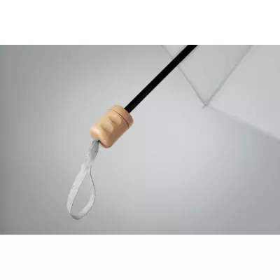 Parasol składany 21" z RPET z drewnianą rączką TRALEE - Bialy (MO9604-06)