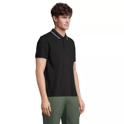 Koszulka polo unisex z prążkiem Sol's PALERMO - Negro/Blanco (S04769-BC)