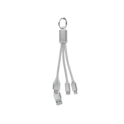 Kabel do ładowania 4 w 1 z brelokiem BLUE - Srebrny (MO2141-14)
