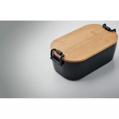 Lunchbox z PP z bambusową pokrywką 700 ml LEKKER - Czarny (MO2459-03)