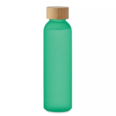 Butelka szklana matowa 500 ml z bambusową zakrętką ABE - Przezroczysty Zielony (MO2105-24)