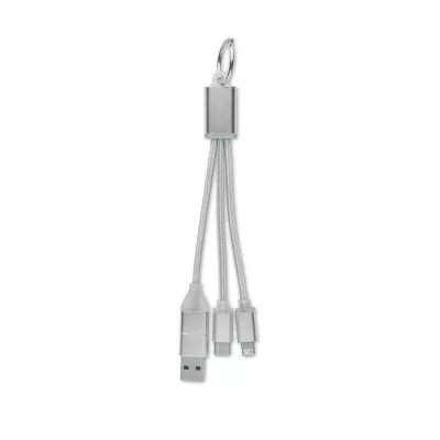 Kabel do ładowania 4 w 1 z brelokiem BLUE - Srebrny (MO2141-14)