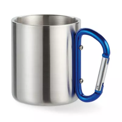 Kubek stalowy dwuścienny z karabinkiem 220 ml TRUMBO - Niebieski (MO8313-04)