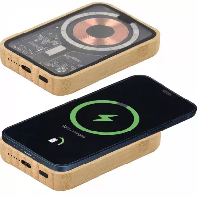 Power bank 5000 mAh z ładowarką indukcyjną Magsafe CONSTANCE - beżowy (3394913)