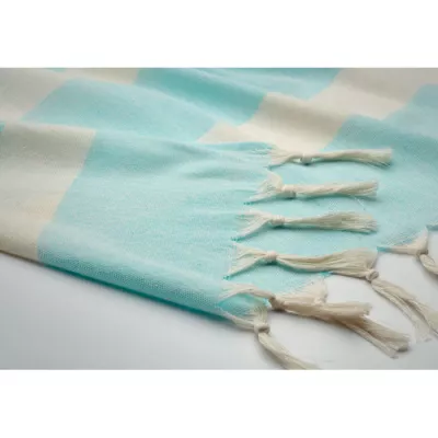 Ręcznik hammam z recyklingu 75x150 cm 140 g/m² AGOURA - Turkusowy (MO6554-12)