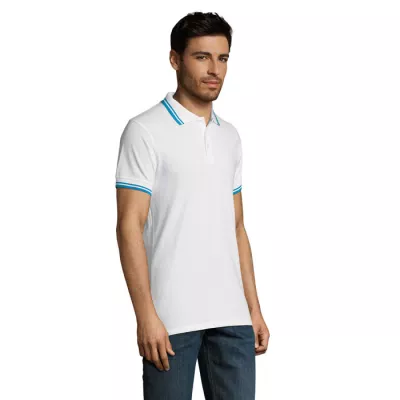 Koszulka polo męska bawełniana 200 g/m² Sol's PASADENA - White/Aqua (S00577-QU)