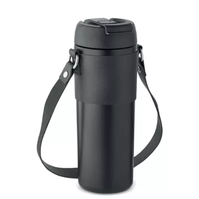 Kubek termiczny stalowy z paskiem 700 ml AIRA - Czarny (MO6971-03)