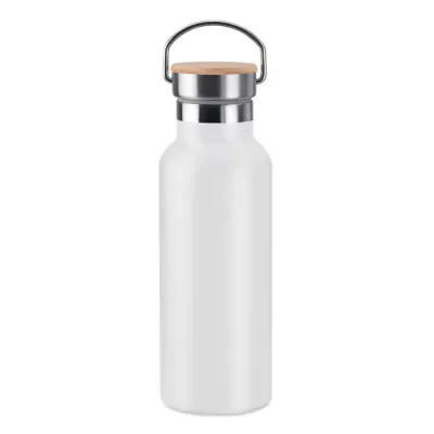 Termos dwuścienny z bambusową pokrywką 500 ml HELSINKI - Bialy (MO9431-06)