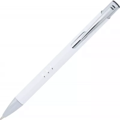 Biały długopis metalowy z trzema chromowanymi ringami idealne pod grawer reklamowy