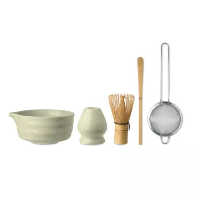Zestaw do matchy 5 elementów z ceramiczną miską MATCHY - Miętowy Zielony (MO3215-77)