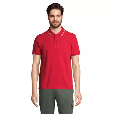 Koszulka polo unisex z prążkiem Sol's PALERMO - Jaskrawoczerwony / Biały (S04769-KA)