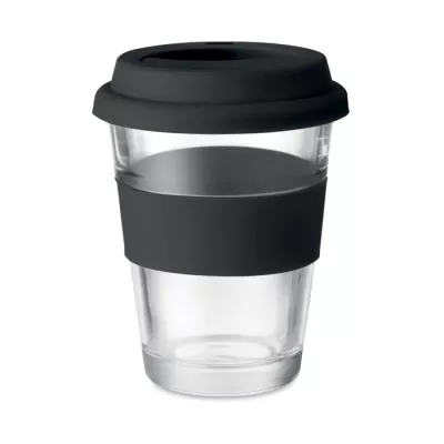 Kubek szklany z pokrywką i uchwytem 350 ml ASTOGLASS - Czarny (MO9992-03)