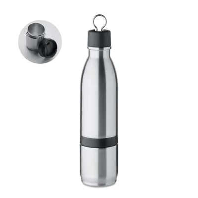Butelka termiczna stalowa 2w1 z kubkiem 500 ml ATERA - Srebrny Mat (MO6948-16)