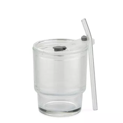 Kubek szklany z rurką NOA 350 ml - przezroczysty (16059-00)