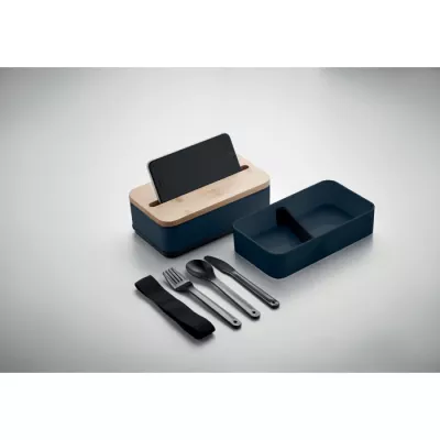 Lunchbox dwupoziomowy 2x400 ml ze sztućcami WINT - Francuski Granat (MO2088-85)